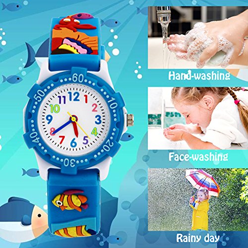 Orologio Analogico Da Polso Per Bambine, Bambini Sport Impermeabile Blue Fish - Foto 9