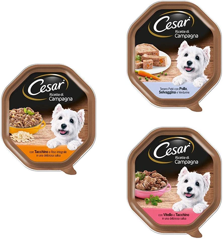 Cesar Cibo Umido Per Cani Adulti - Pollo E Riso, 14 Porzioni Da 150g, Alimento Completo - Foto 2