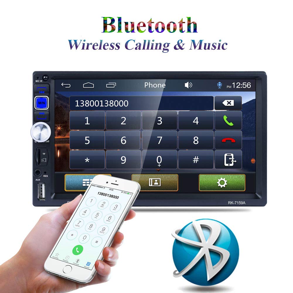 Autoradio 2 DIN Bluetooth Con Touchscreen HD Da 7 Pollici – Supporto Chiamate Vivavoce, FM, USB, TF, AUX E Telecamera Posteriore Inclusa