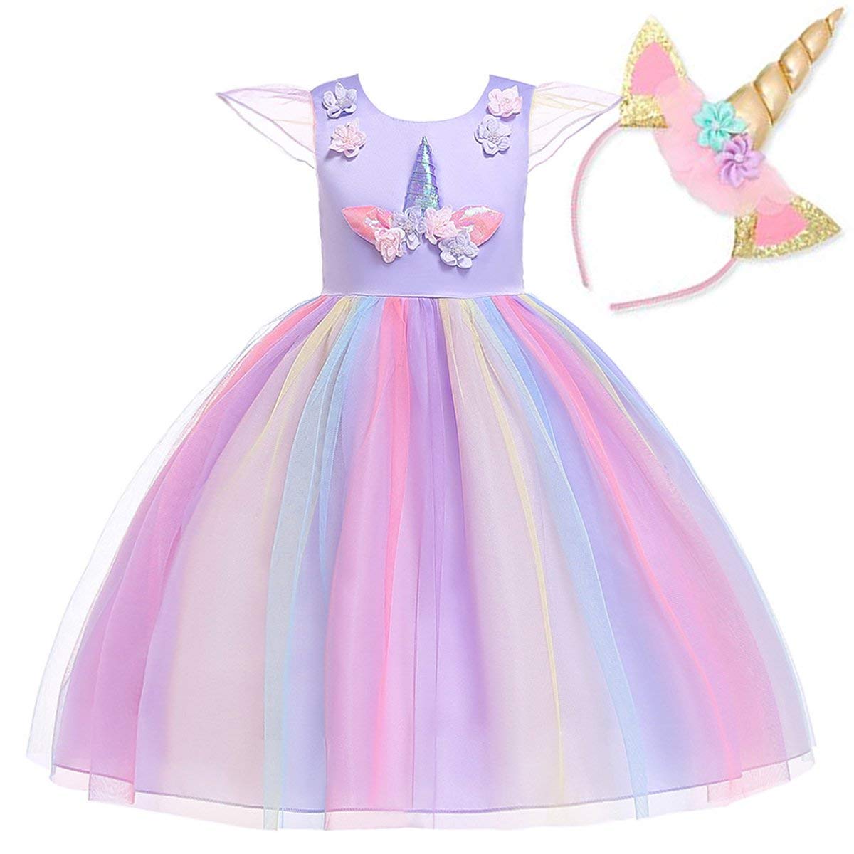 NNDOLL ® Bambina Unicorno Ruffles Fiori Festa Cosplay Abito da