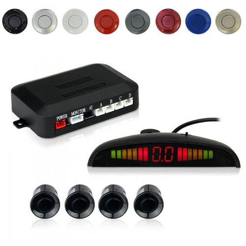 Cocar Sensore di Parcheggio Kit Desplay LED Acustico Auto 4 sensori - nero - Ilgrandebazar