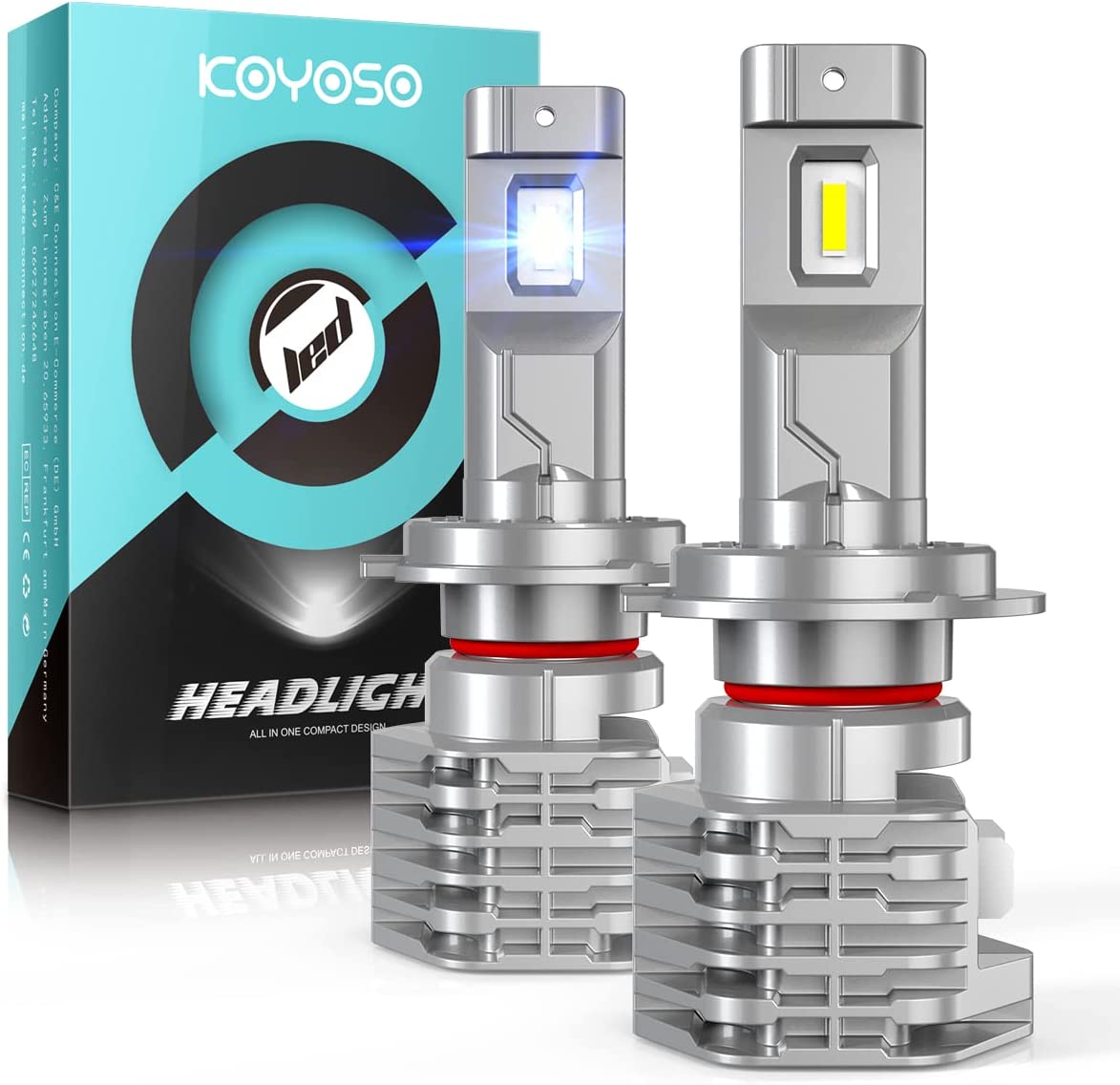 KOYOSO H4 LED Lampadina 50W 10000LM per 12V Moto Automobili Come