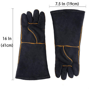 HUAFA Guanti da forno - pelle guanti 40 (L) x 18 (B) x 1,5 (H) cm, Black