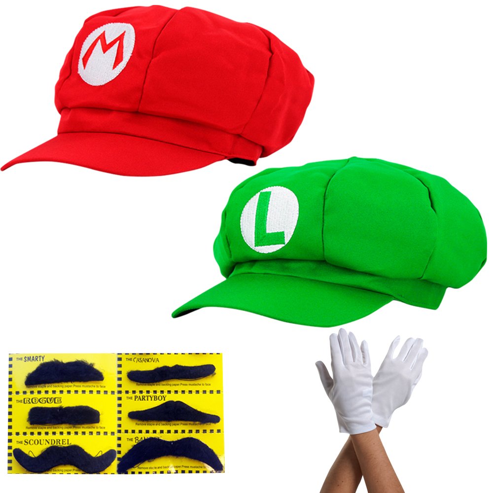 Super 2x Set Rosso Mario Und Verde Luigi Paia Di Guanti,