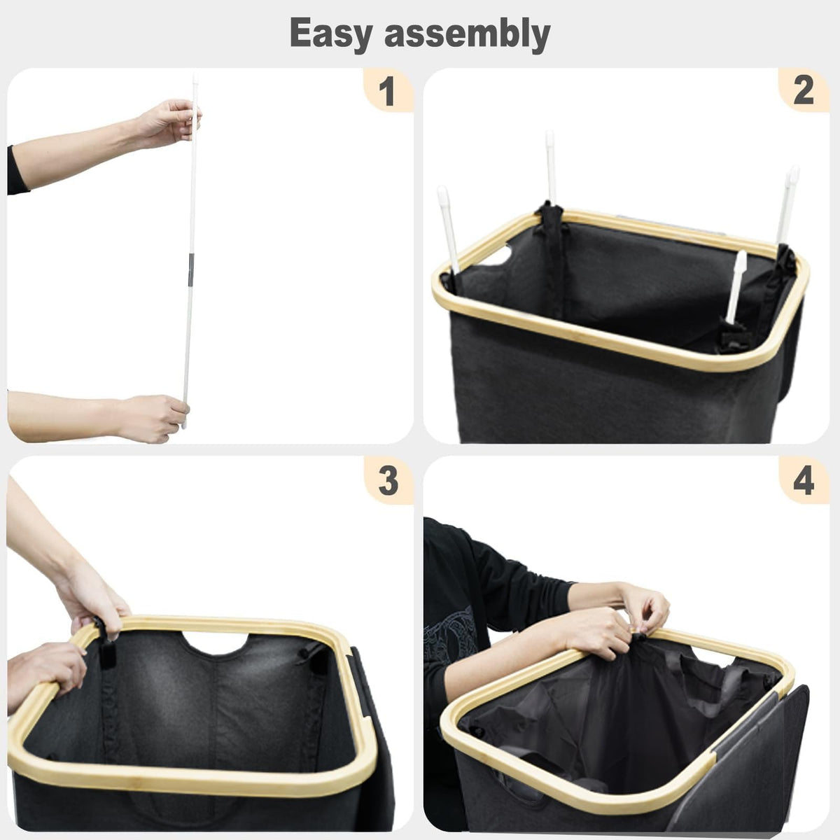 Cesto Portabiancheria Sporca XL 110L | Bambù Con Coperchio | Per Bagno E Camera | 77x44x33cm - Foto 4