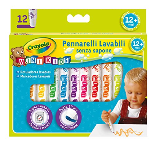 CRAYOLA- Mini Kids Pennarelli, Inchiostro Super 12 Pezzi, Multicolore - Ilgrandebazar