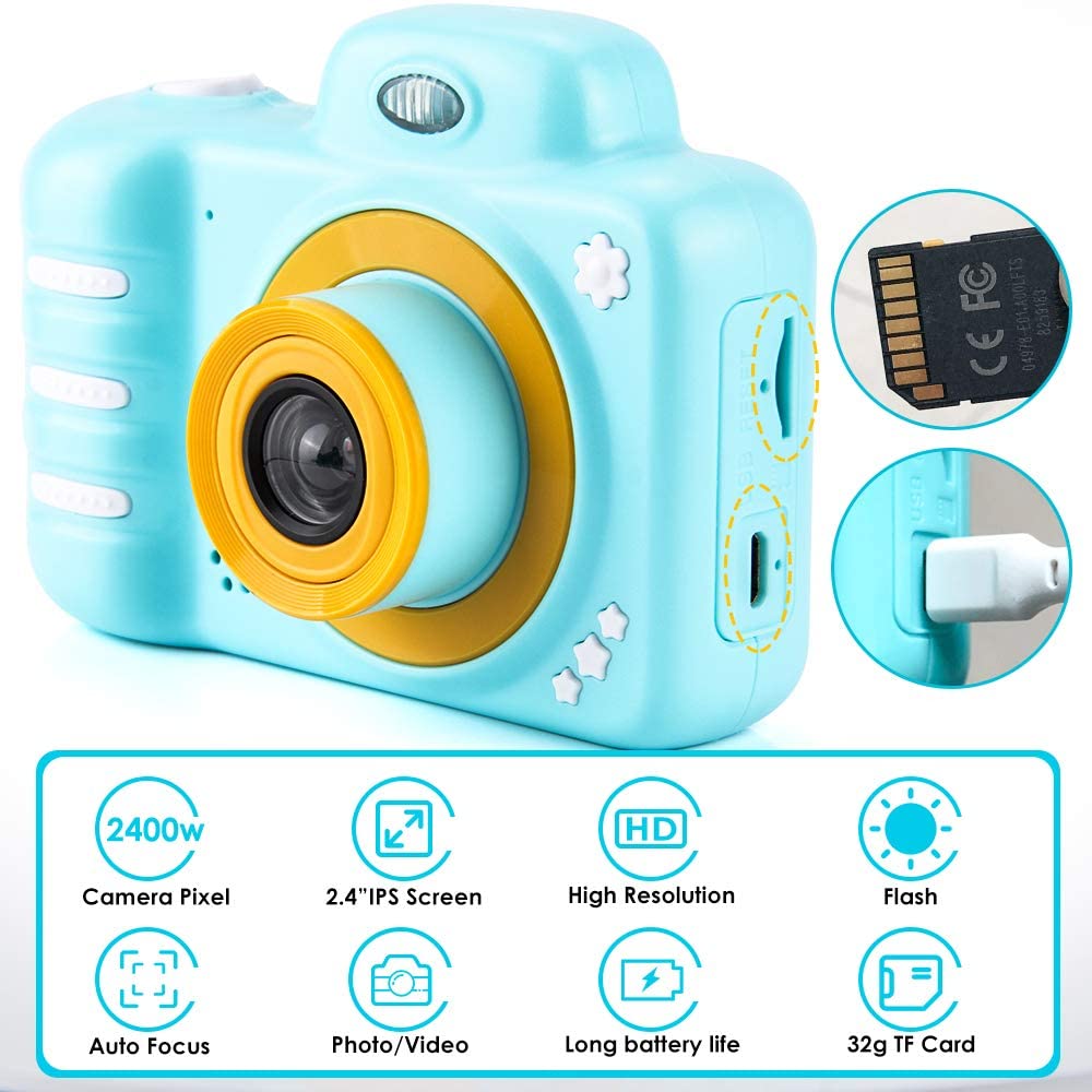 Fotocamera Impermeabile Per Bambini Usteetic 48MP | Subacquea IP67 Con Video 1080P, 32GB Inclusa, Giocattolo Educativo 3-12 Anni