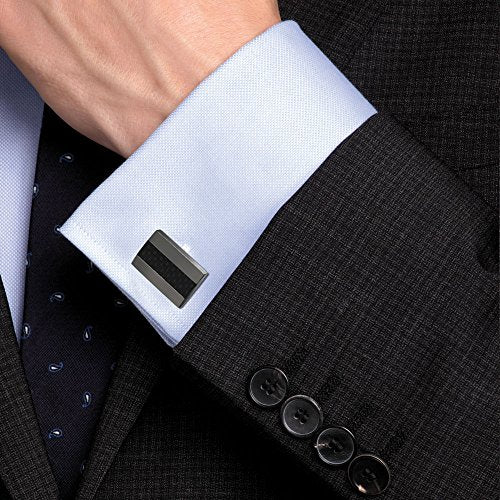 Gemelli Da Uomo In Fibra Di Carbonio E Rodio - Quadrati, Eleganti, Perfetti Per Matrimoni E Cerimonie - Regalo Uomo