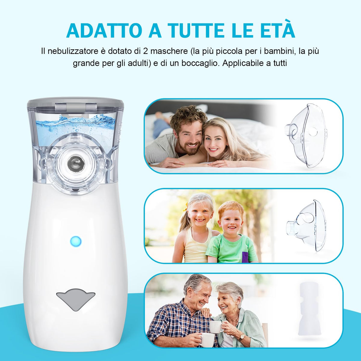 Aerosol Portatile Aerosol Ultrasuoni Inalatore Silenzioso, Aerosol Portatile per Bambini Adulti