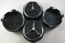 Carica l&#39;immagine nel visualizzatore di Gallery, UG 4X Tappi Coprimozzo 75mm Logo Mercedes Nero Rialzato AMG Classe A B C - Ilgrandebazar
