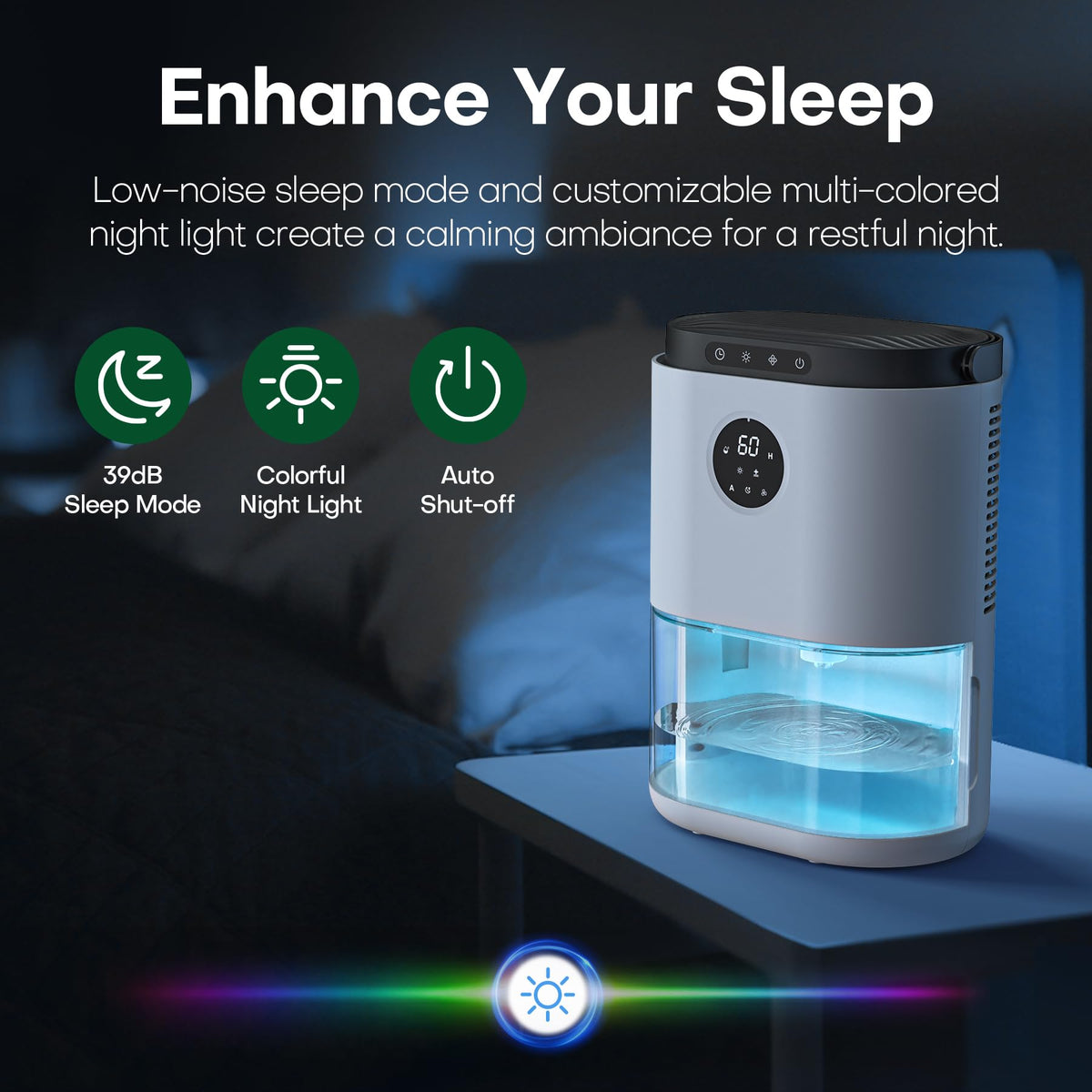 Deumidificatore, deumidificatore portatile, capacità del serbatoio dell'acqua di 1,5 l, adatto per casa, camera da letto, ufficio YMYNY
