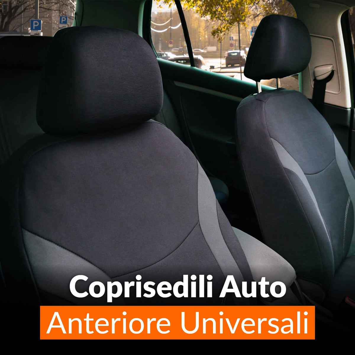 Upgrade4cars Coprisedili Auto Anteriore Universali Nero Beige