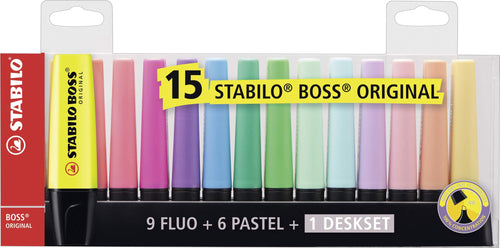 Evidenziatore - STABILO BOSS ORIGINAL Desk-Set - 15 Colori 15er Tischset - Ilgrandebazar