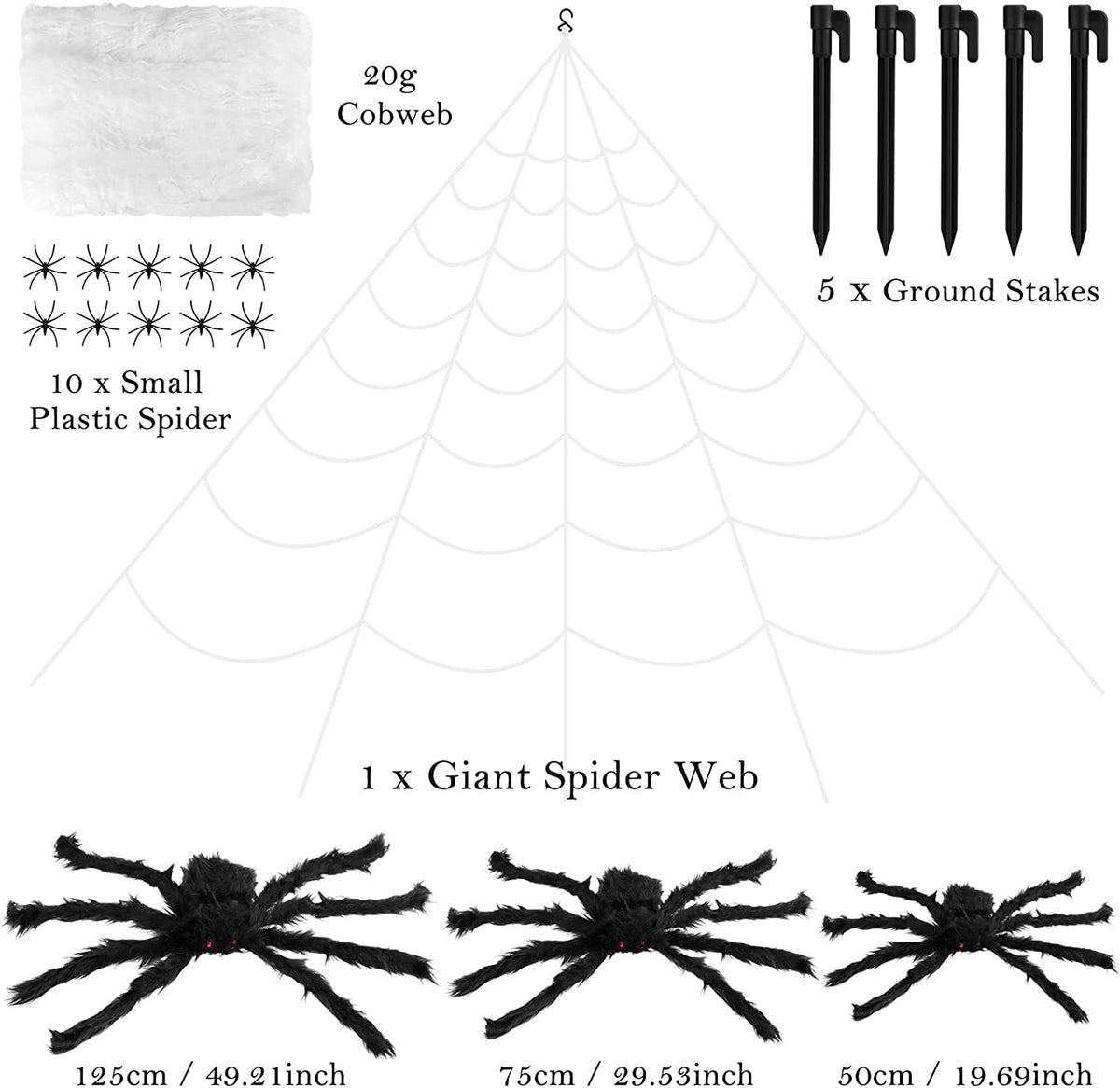 Ragno Gigante 150 Cm Halloween Ragnatela Halloween Con Ragno Gigante 150 Cm – Decorazione Per Casa Infestata, Interni Ed Esterni Decorazione Casa Infestata