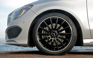 UG 4X Tappi Coprimozzo 75mm Logo Mercedes Nero Rialzato AMG Classe A B C - Ilgrandebazar