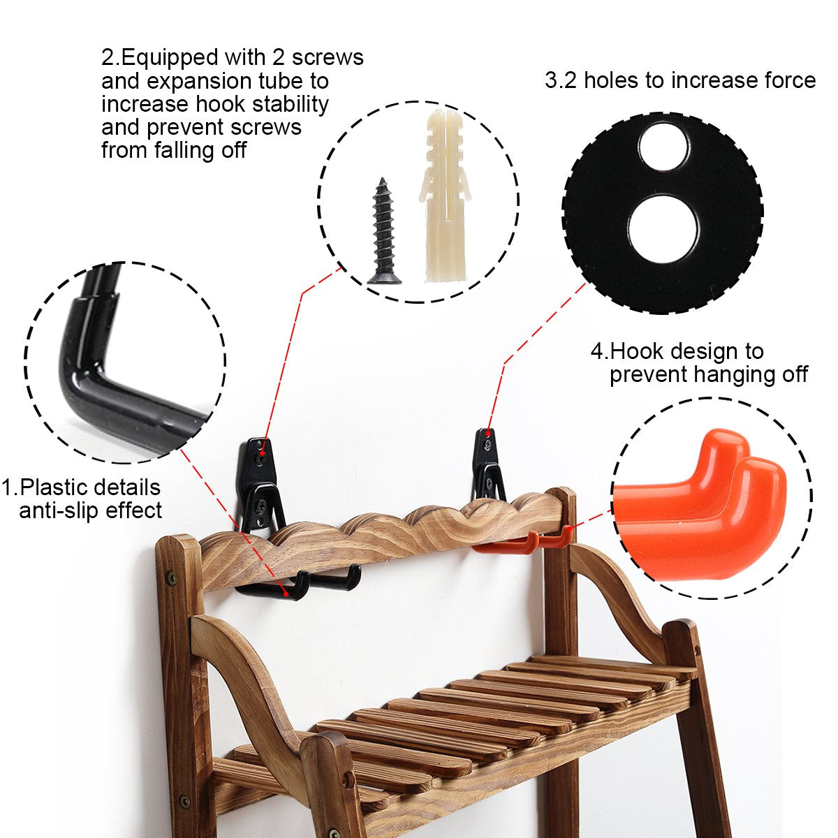 Ganci Da Garage Heavy-Duty - 30 Cm, Acciaio, Portata 32 Kg, Per Pneumatici, Scale, Attrezzi - Foto 8