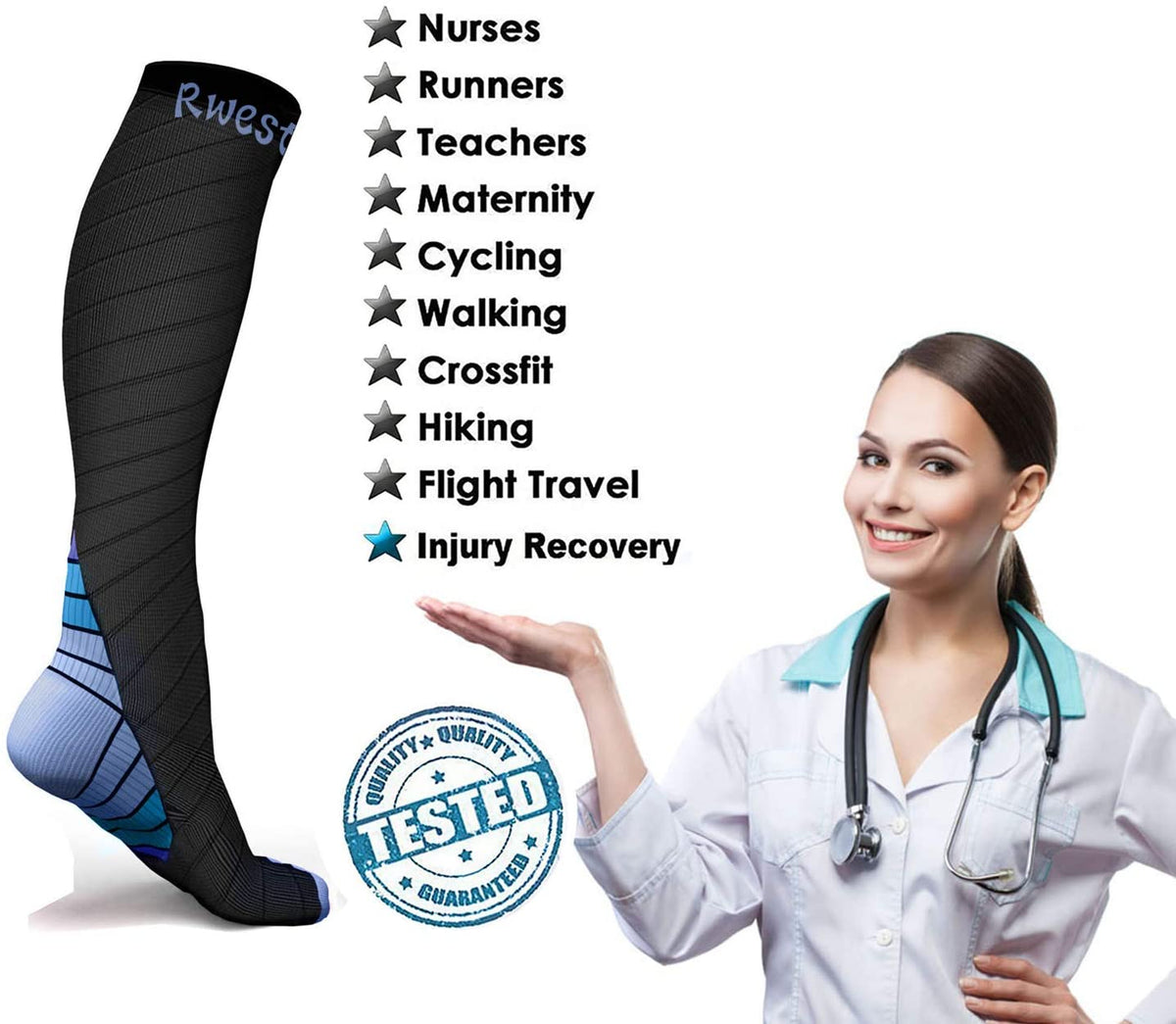 Rwest X Calze a Compressione Graduata per Uomo E Donna capacità di