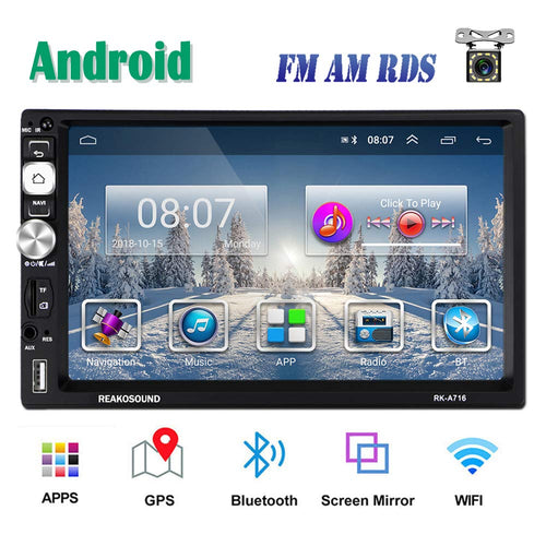 2 Din Android Autoradio GPS FM AM RDS Radio CAMECHO 17.8 x 10 x 4.8 cm, nero - Ilgrandebazar