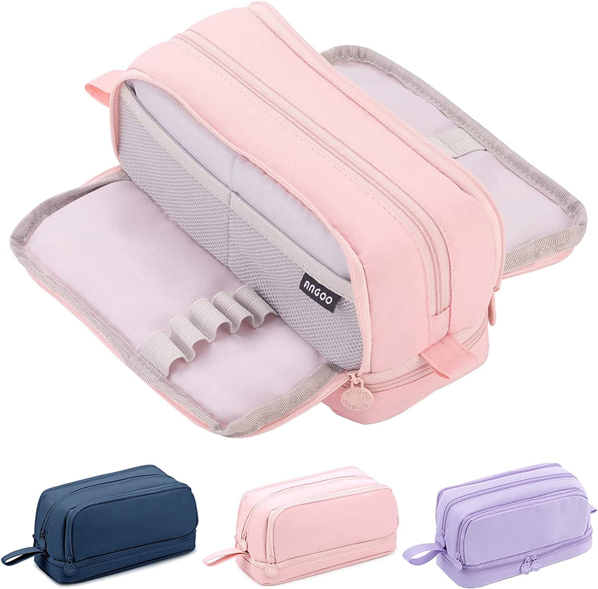 Astuccio portatile a più strati Kawaii - Astuccio grande capacità a blocchi di colore - Borsa funzionale e carina (rosa) | Leroy Merlin