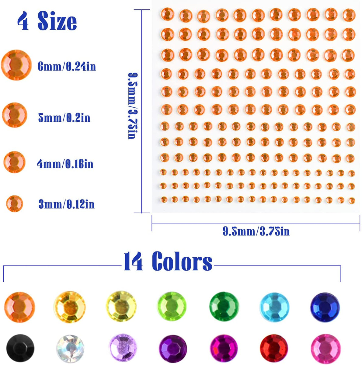 9 Fogli Adesivi Strass Autoadesivi Multicolore - 4536 Pezzi Di Perline Acriliche 6mm Per Scrapbooking E DIY