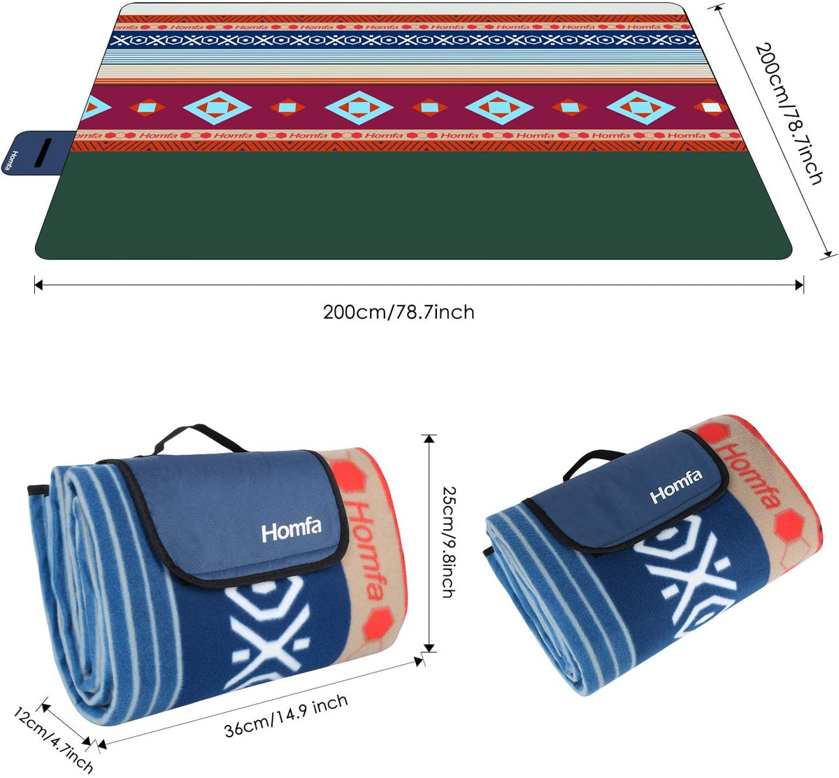 Coperta Da Picnic XXL 200x200cm - Impermeabile, Pieghevole, Con Maniglia, Per Spiaggia E Giardino - Foto 1