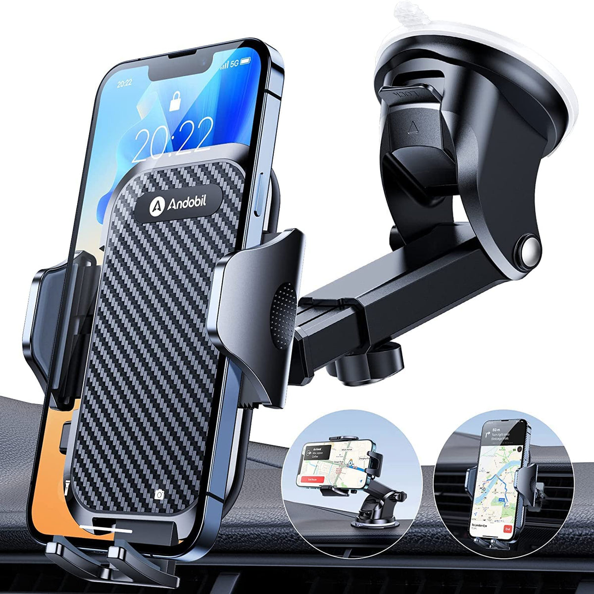 Supporto Telefono Per Auto In Silicone - Gira 360&deg;, Antiscivolo, Universale Per IPhone E Android, Nero