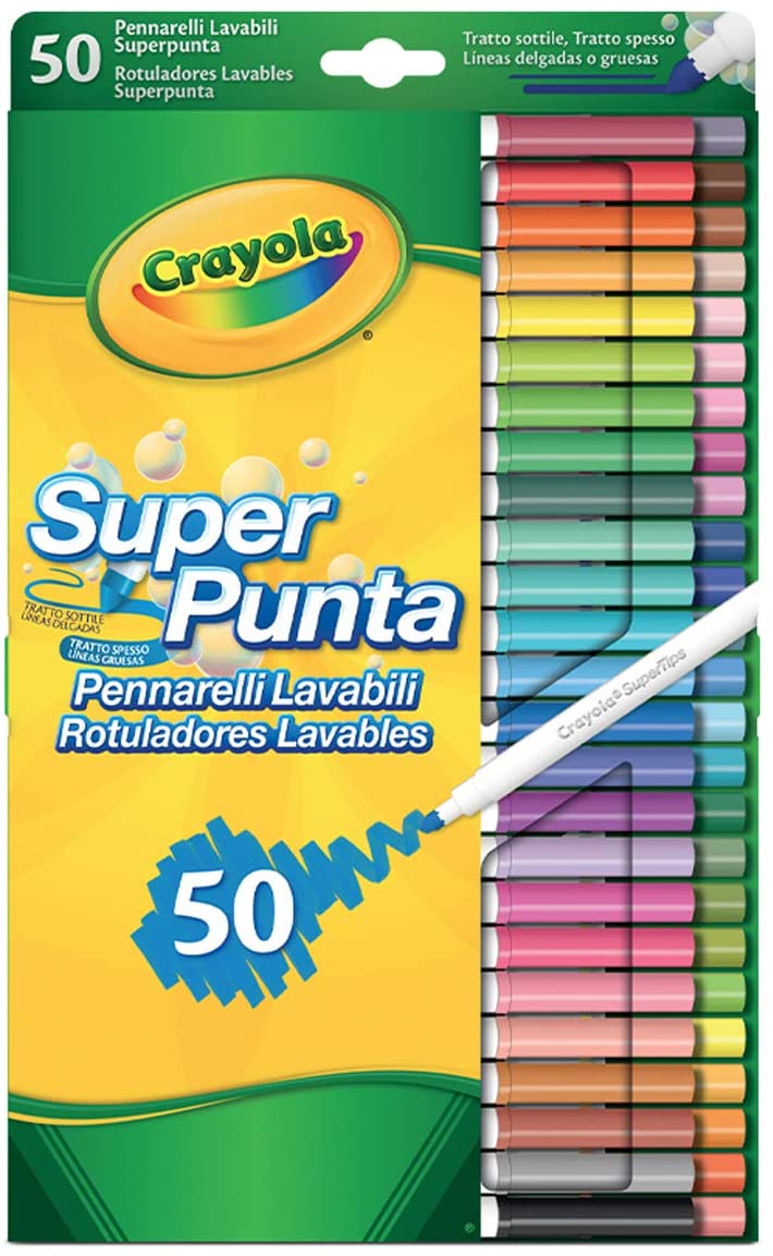 Crayola - Super Tips, Pennarelli Lavabili Punta Media, Confezione da 2 –