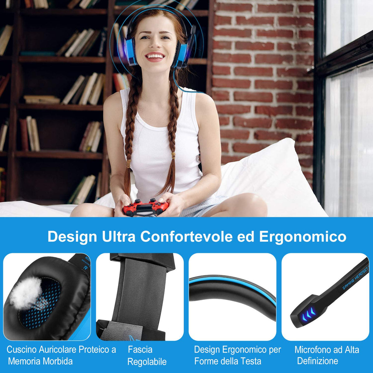 Roadoor Cuffie Da Gioco Cablate 3.5mm – In-Ear Con Microfono Per PC, Laptop, Tablet, Telefono