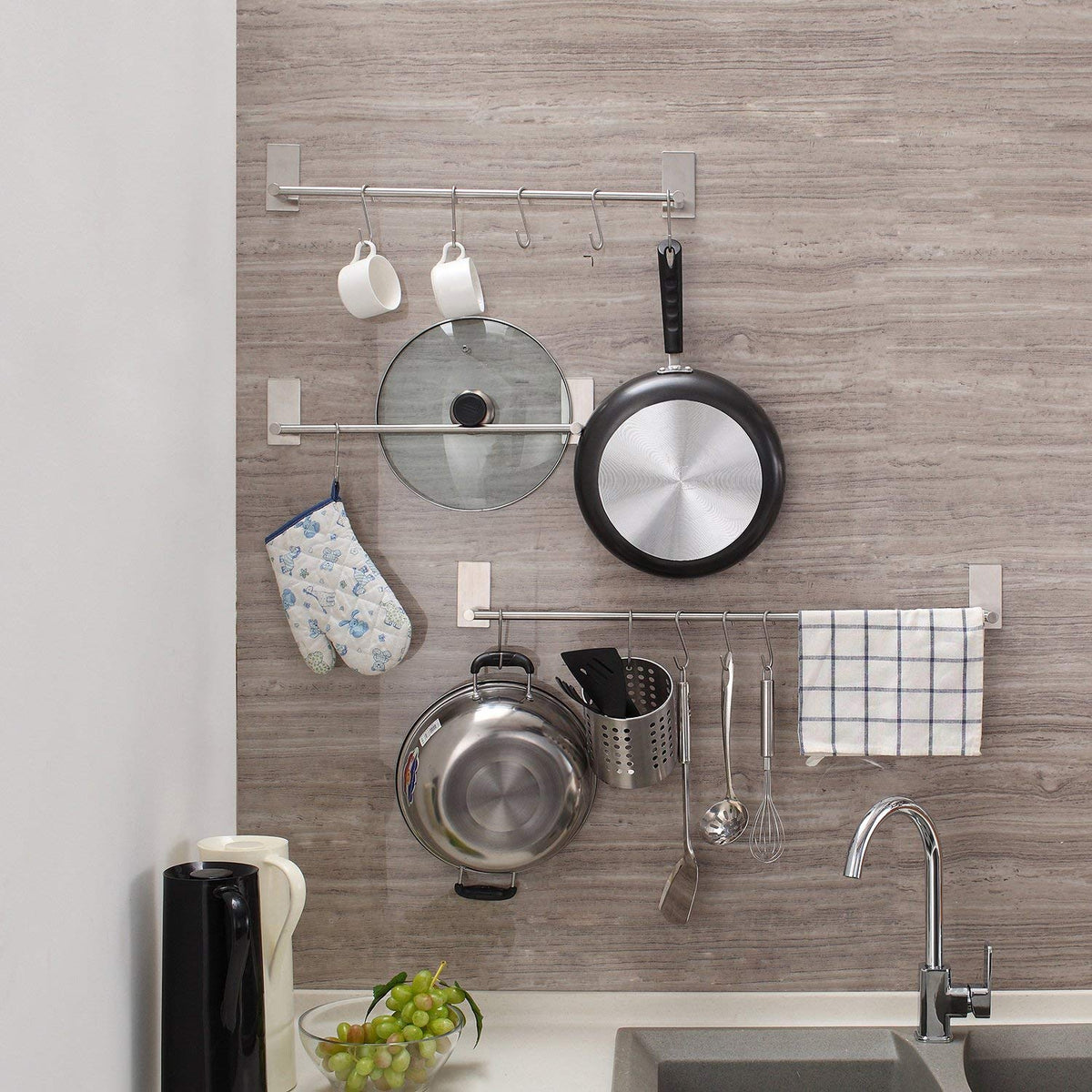 Portasciugamani Da Bagno Autoadesivo - Acciaio Inossidabile 40 Cm, Carico 8 Kg - Foto 4