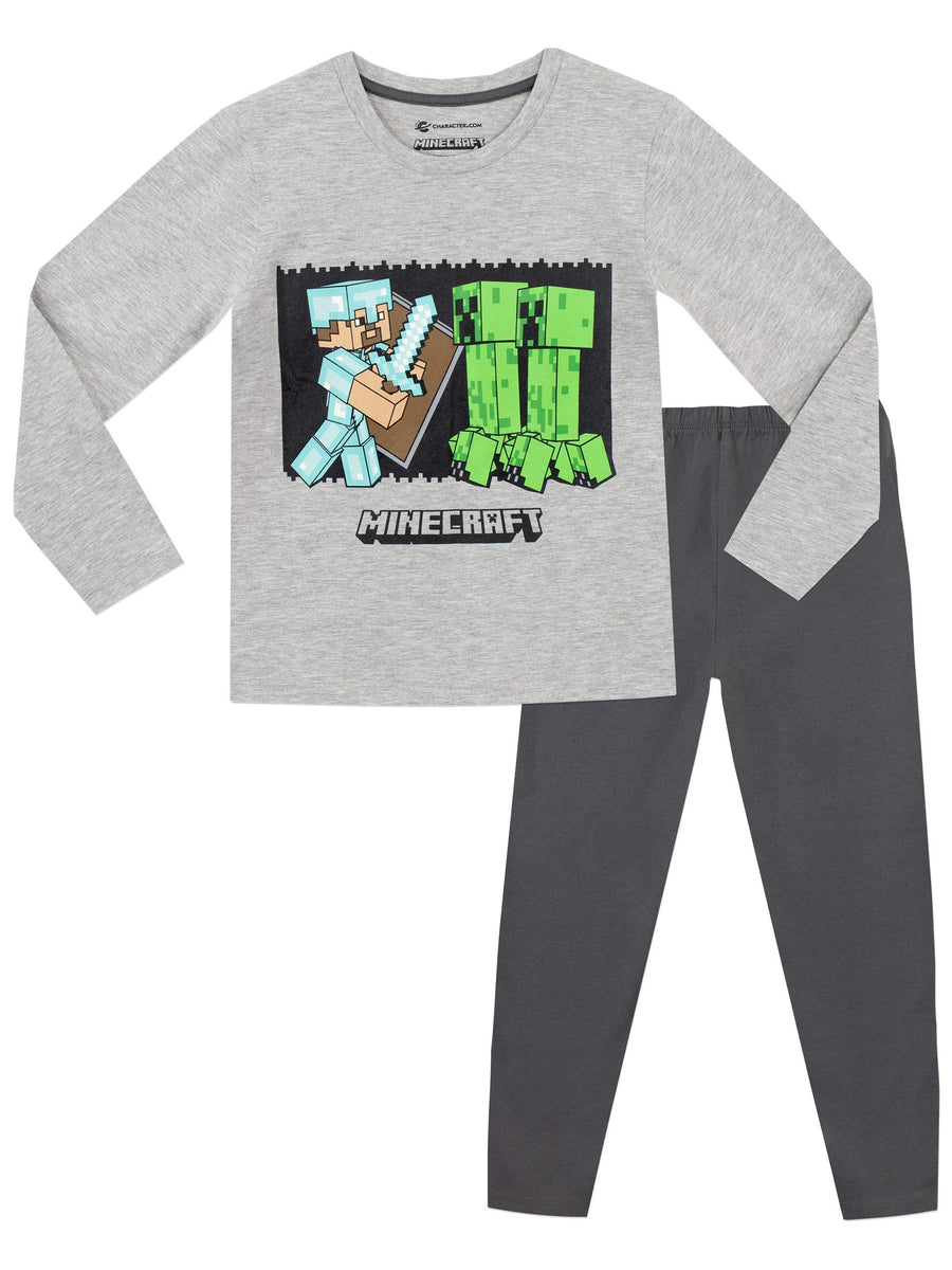 Pigiama Intero Minecraft Creeper Per Ragazzi - Maniche Lunghe, Flanella, 100% Poliestere