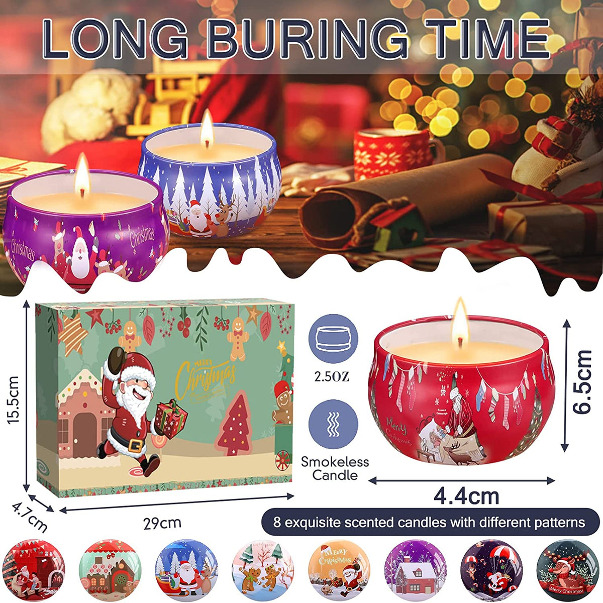 Set 4 Candele Profumate In Barattolo Di Vetro - Cera Di Soia Naturale, 100g Ciascuna, Fino A 25 Ore Di Combustione, Regalo Per Uomini, Natale, Compleanni