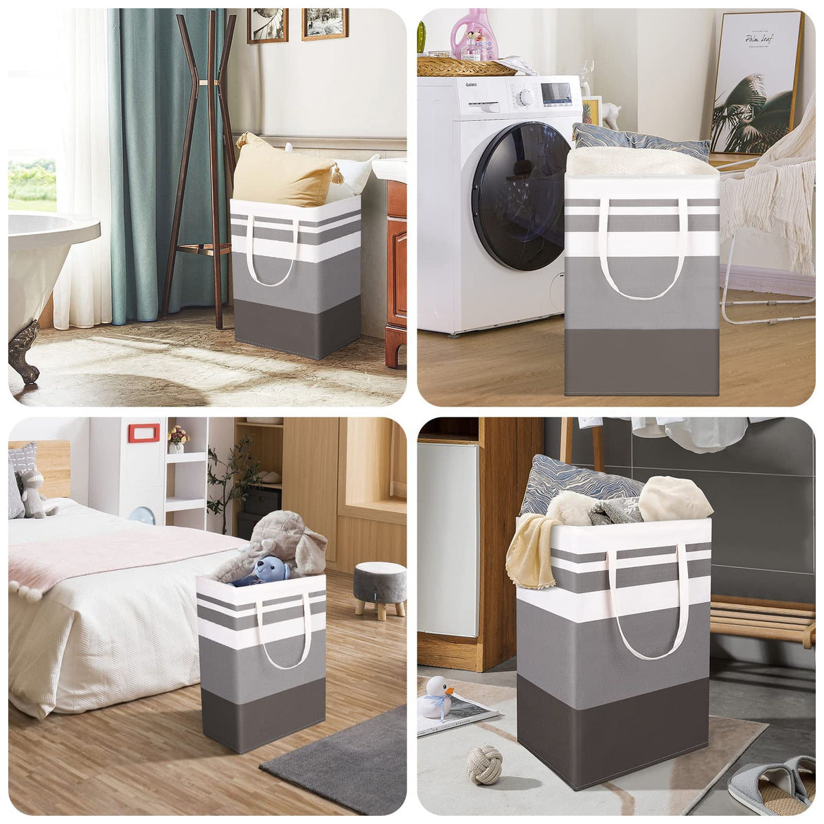2 Cesti Portabiancheria Pieghevoli Da 75L | Doppio Manico, Per Lavanderia, Camera O Bagno - Foto 6