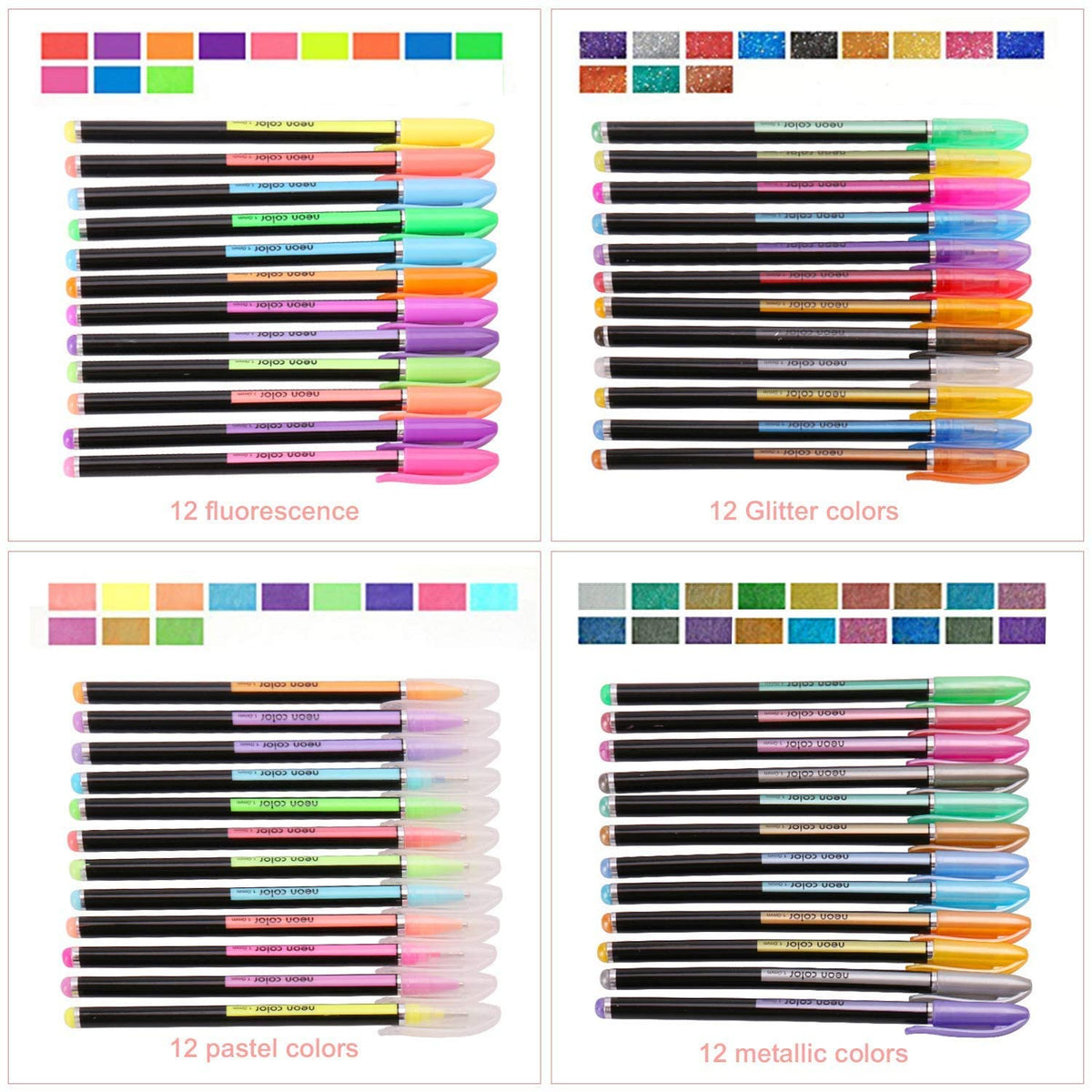 PATIKIL Ricariche per Penna Gel, 12Pz 0.8mm Punto Medio