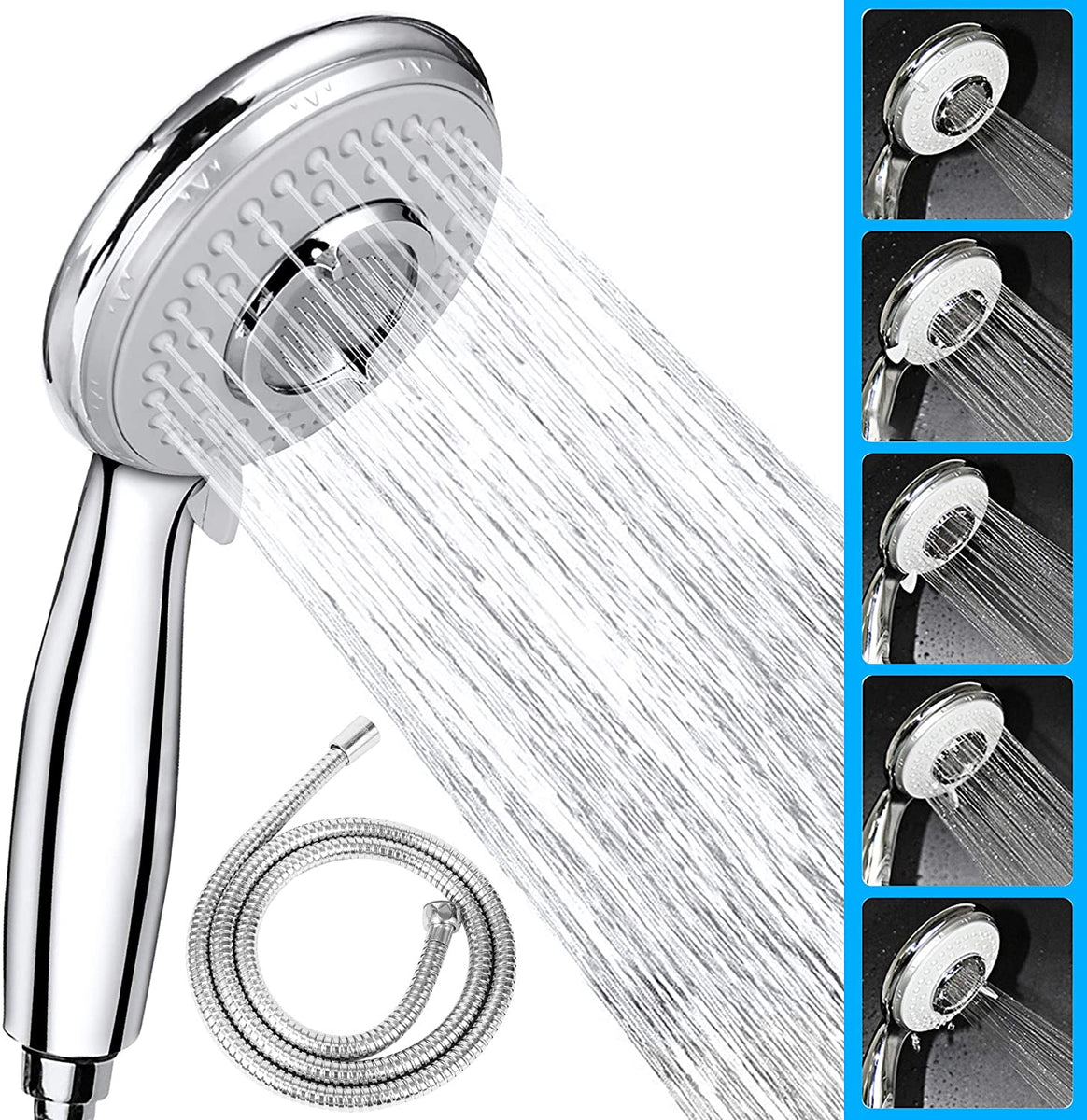 Soffione Doccia, Alta Pressione Doccetta per Doccia con Tubo 2m Soffione Doccia, Alta Pressione Doccetta per Doccia con Tubo 2m