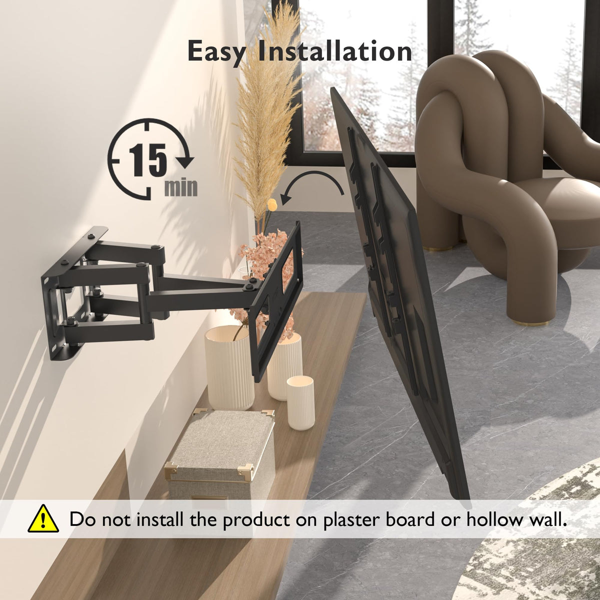 Staffa Tv 55 Pollici Staffa A Parete Per TV Supporto Per TV A Sbalzo Inclinabile E Girevole Con Bracci A Doppia Estensione Per Servizio Tv Piatto E Curvo Da 37 70 Pollici - Foto 2