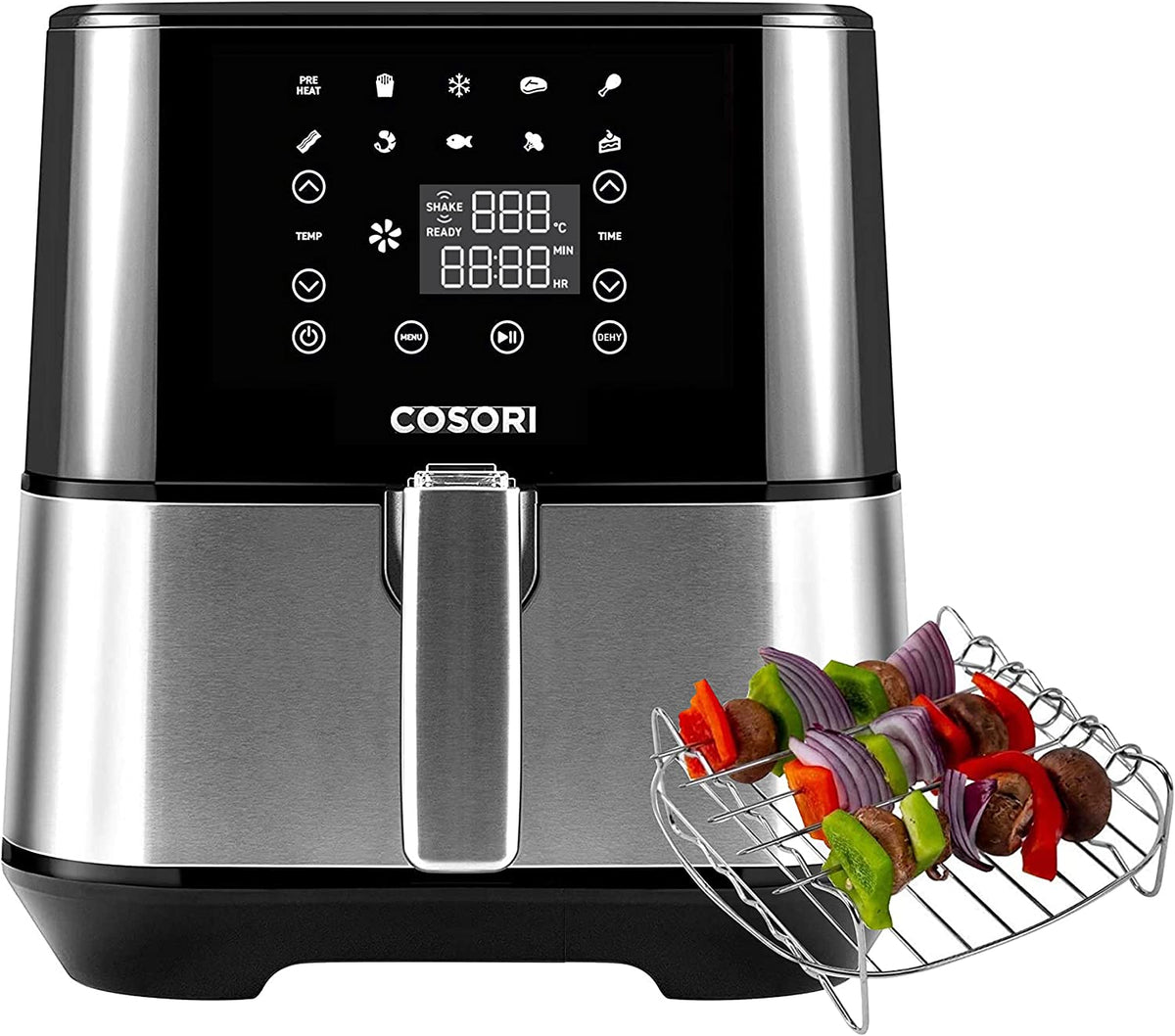 Lacor Vitalcook – Friggitrice Ad Aria 3L, 1000W, Display Digitale, Tecnologia Totalcook, Ricettario Incluso