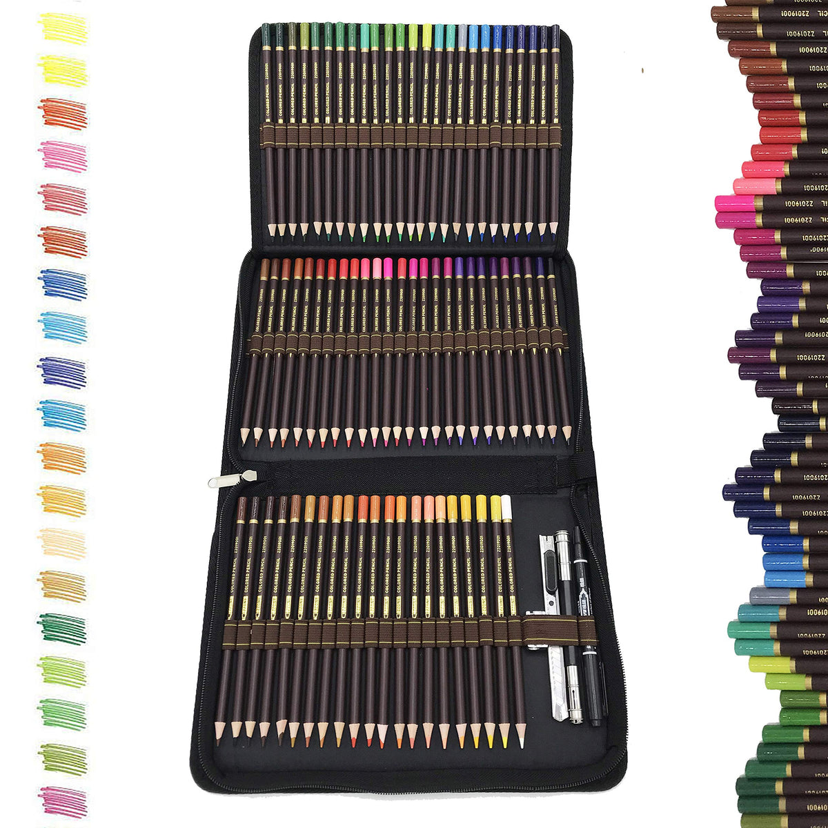 Set Da Disegno Artistico 142 Pezzi – Matite, Pastelli E Penne In Custodia Di Legno – Regalo