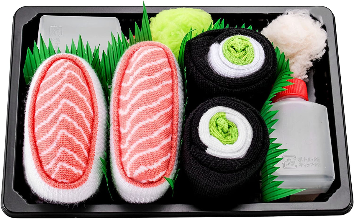 Rainbow Socks Calzini Sushi – 5 Paia In Scatola A Forma Di Sushi, Con Wasabi E Bacchette, Taglia 41-46
