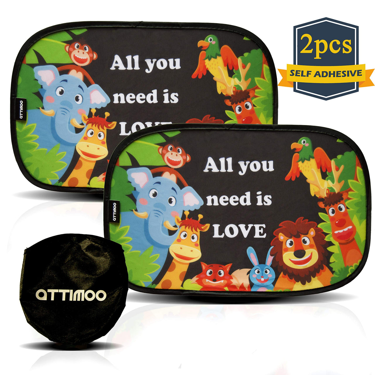 Parasole Auto Per Bambini - Autoadesivi, Protezione UV, Motivi Divertenti, Set Da 2 Pezzi - Foto 8