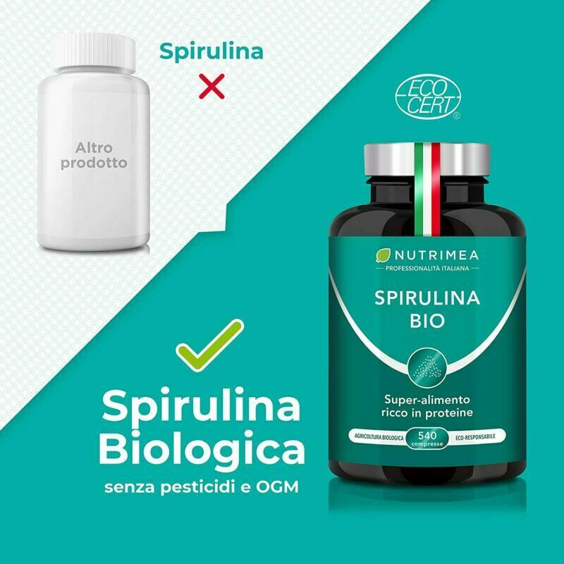 Nutrimea Spirulina BIO 540 Compresse Con Proteine Vegetali Alga It