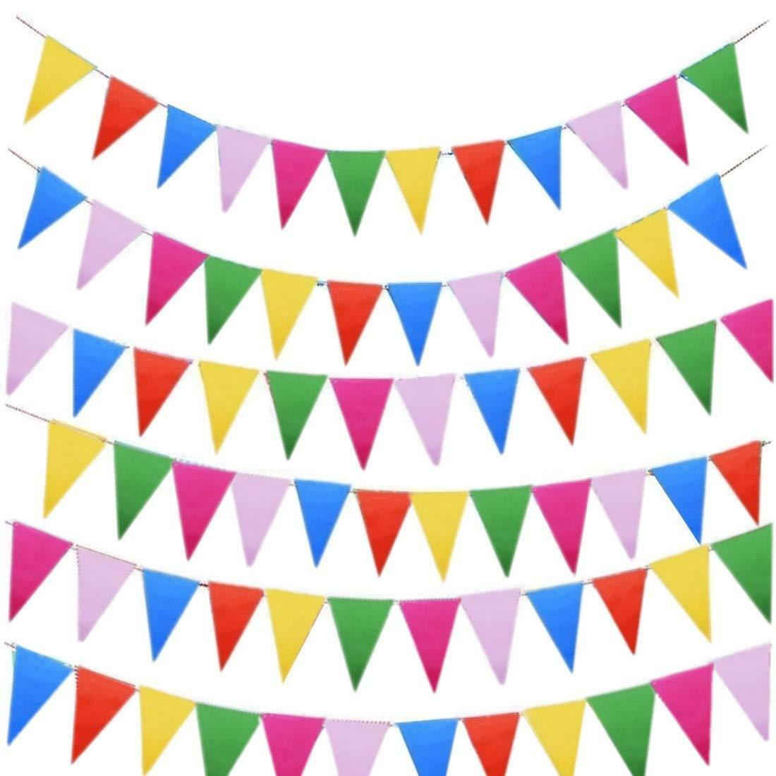 Happy Linen Company Festone Con Bandierine Dinosauri - Double Face 3,1 M - Misto Cotone E Poliestere