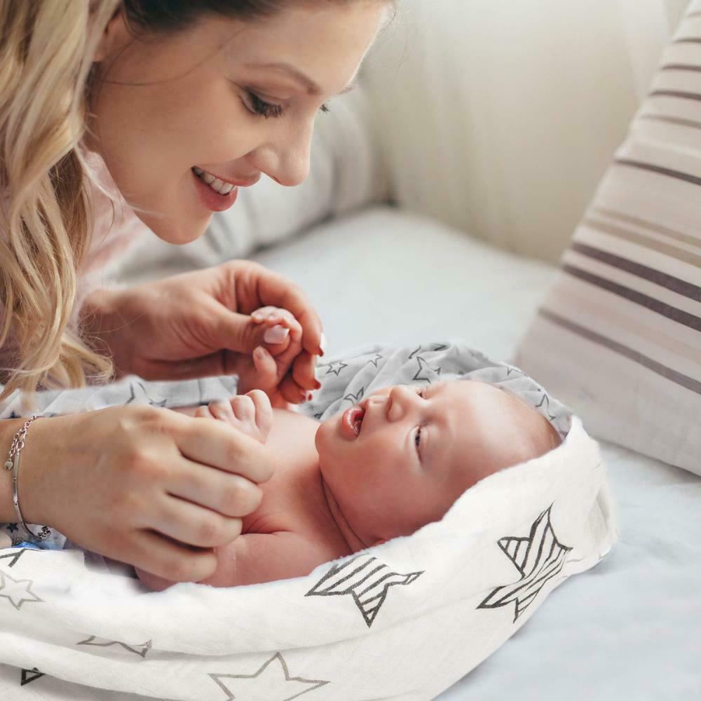 Mussoline Neonato 5 Pezzi - 80x80 Cm, Cotone Assorbente, Per Allattamento E Avvolgere - Foto 5