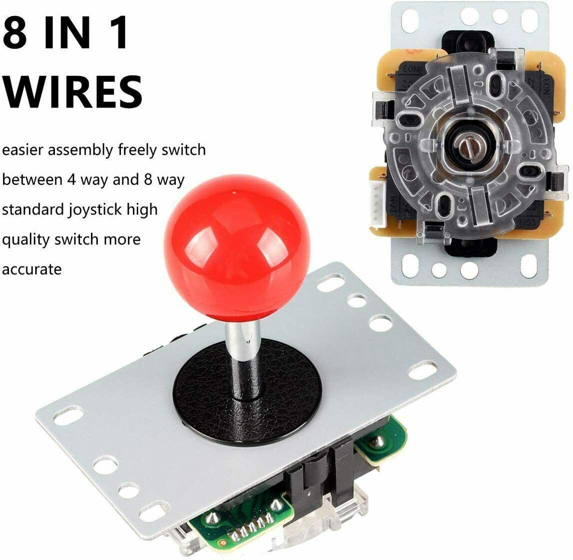 EG STARTS 1 Giocatore Arcade Kit Fai Da Te Encoder USB Per PC Pulsanti Joystick Arcade Per USB MAME Gioco Per PC Parti Controller Fai Da Te E Raspberry Pi (Rosso - 9