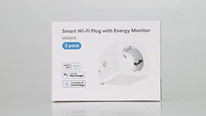 Meross Presa Smart Bluetooth con Monitoraggio Consumi, Presa Intelligenti 16A, Presa WiFi Schuko Compatibile con Alexa, Google Home e SmartThings, Controllo Vocale e Remoto App, 3840W, 2 Pezzi