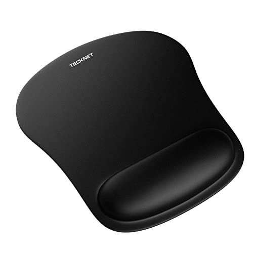 Tappetino Mouse Ergonomico Con Supporto In Memory Foam Per Polso – Base Antiscivolo, 23x19 Cm, Superficie Liscia, Nero, Per PC, Laptop, Ufficio E Gaming