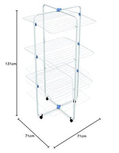 Carica l'immagine nel visualizzatore di Gallery, Gimi Vip 3 Stendibiancheria da Pavimento, Stendino a Torre, Verticale, 3 Ripiani, Spazio di Stenditura 30 m, con Ruote, Acciaio, 71 x 71 x 131 cm