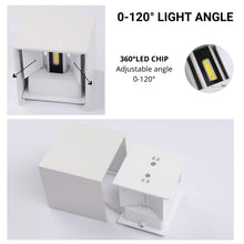 Carica l&#39;immagine nel visualizzatore di Gallery, Applique Cubo a LED IP65 per interno/esterno 12W Regolabile 1000lumen Moderno Alluminio (Bianco, Luce Fredda 6000K)