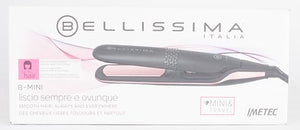 Bellissima Imetec B-Mini, Piastra per capelli da Borsa e Viaggio, per Capelli corti e frange, Compatta, Leggera, Rivestimento in Ceramica, Temperatura 200°C, Multivoltaggio Automatico, Beauty Bag