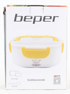 BEPER 90.920G Lunch & Go Scaldavivande Elettrico Portatile con 2 Contenitori Removibili e Posate Incluse, 220V, Giallo