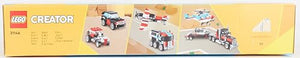 LEGO Creator 3 in 1 Autocarro con Elicottero, Giochi per Bambini e Bambine da 7 Anni, Camion Giocattolo Ricostruibile in Aereo e Cisterna o in Auto da Corsa e SUV, Idea Regalo di Compleanno 31146